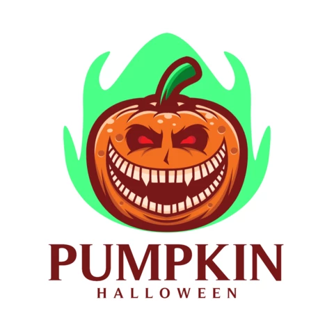 Halloween With Pumpkin Logo Design Template