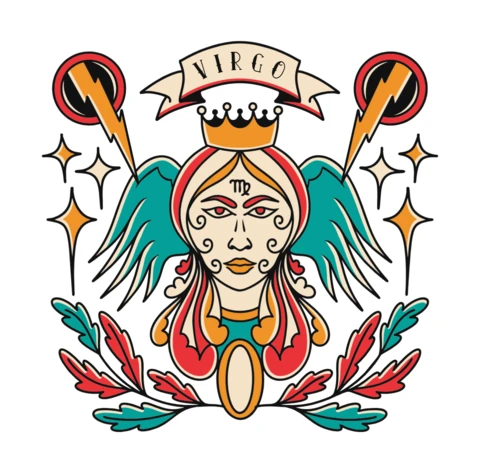 Modèle de design inspiré des vintage vierge avec des éléments illustratifs audacieux