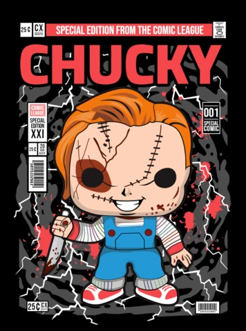 Chucky Cartoon Character Magazine Cover Design Template