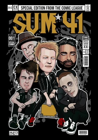 Modèle de conception de couverture de magazine de personnages de dessins animés Sum 41