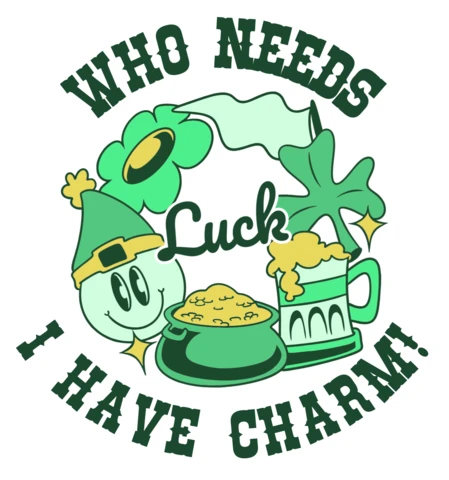 Modèle de design charmant pour t-shirt de la Saint-Patrick avec des symboles porte-bonheur.