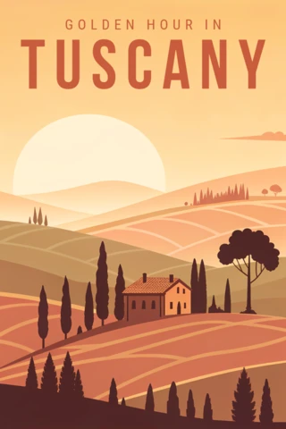 Sunset Landscape Design Template for Travel Posters