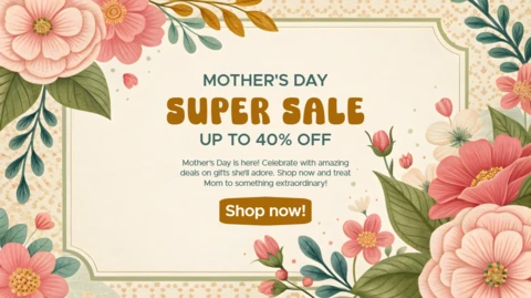 Floral Mother's Day Sale Design Template - Editable Promotional Graphic for Special Offers