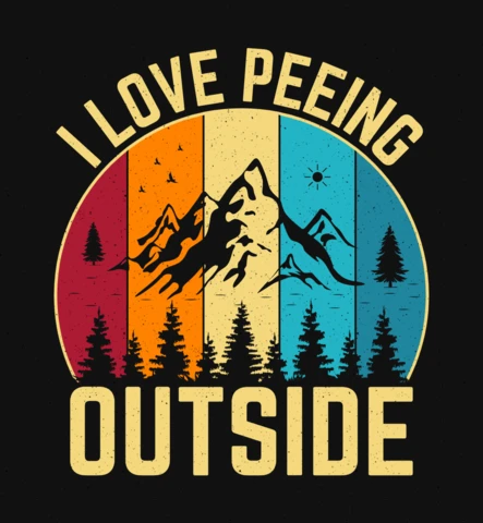 I love peeing outside senderismo plantilla de diseño de camiseta