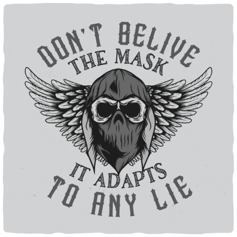 Conspiracy Skull Angel T-shirt Design Template