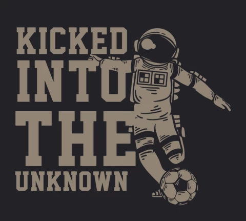 Astronaut Playing Soccer Vintage T-shirt Design Template
