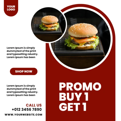 Striking Visual Restaurant Ad Instagram Post Design Template