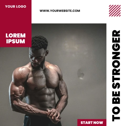 Modelo de design de post de mídia social promocional de musculação