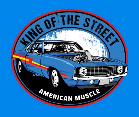 King Of Street American Muscle Car T-shirt Design Template