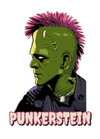 Punkerstein Frankenstein Parody T-shirt Design Template