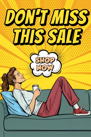 Plantilla de anuncio de venta de pop art para volantes promocionales