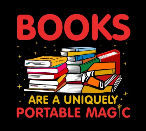 Los libros son una plantilla de camisetas mágicas excepcionalmente portátil