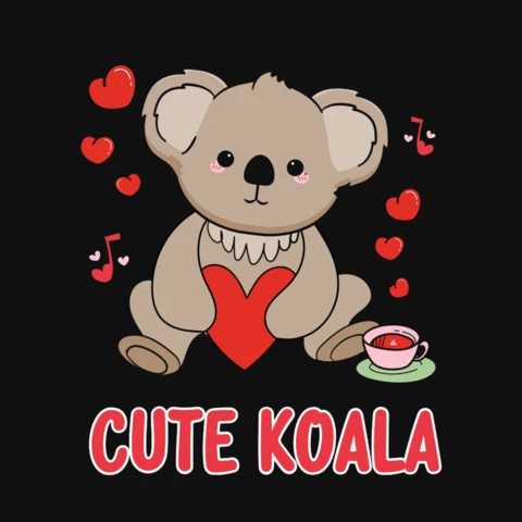 Cute Koala Valentine T-Shirt Design Template