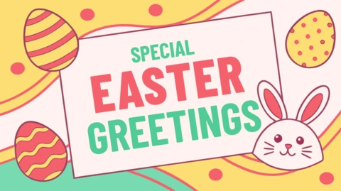 Colorida plantilla de diseño de felicitaciones de Pascua para celebraciones festivas