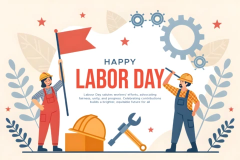Plantilla de diseño de celebración del Día del Trabajo - estilo festivo y lúdico