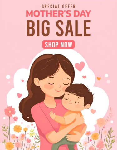 Mother's Day Big Sale Design Template - Cute and Colorful Illustration Style