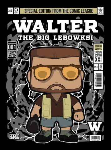Modelo de design de capa de revista de personagem de desenho animado Walter the big lebowski