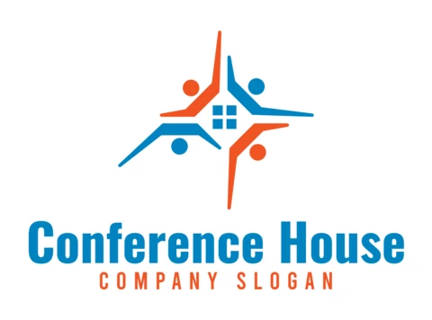Modèle de conception de logo de maison de conférence
