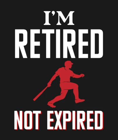 Estoy retirado no caducado béisbol con bateo silueta merch plantilla de diseño