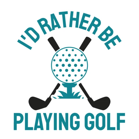 Eu preferiria estar jogando golfe com tacos e bola modelo de design de camiseta esportiva