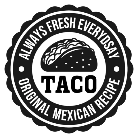 Modello di logo per ricetta di taco fresco originale messicano