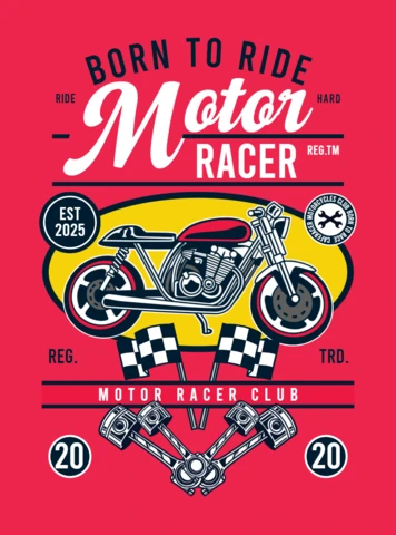 Born To Ride Motor Racer T-shirt Design Template