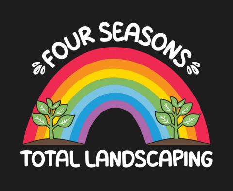 Four Seasons Landscaping Gardening Rainbow T-shirt Design Template