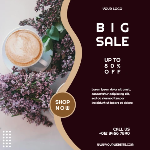 Modelo de design de post de instagram minimalista de café para grandes vendas