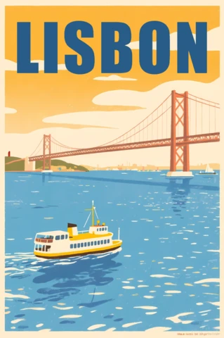 Vintage Lissabon stadsgezicht ontwerp sjabloon voor reisposters