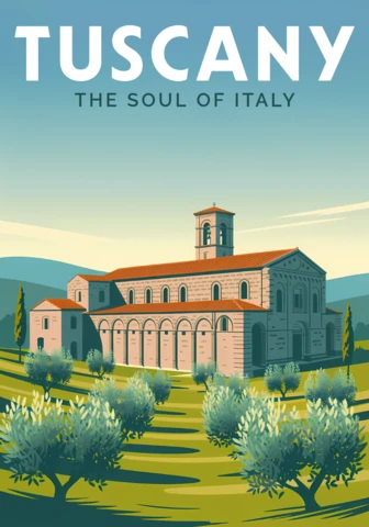 Vintage Tuscany Landscape Design Template for Travel Posters