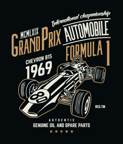 Grand Prix Racing Vintage Car T-Shirt Design Template