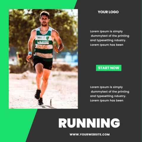 Plantilla de diseño de anuncio en redes sociales en gris y verde