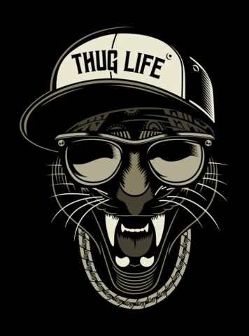 Thug life cat plantilla de diseño de camiseta