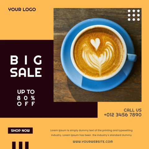 Big Sale Offer Coffee Shop Social Media Post Design Template