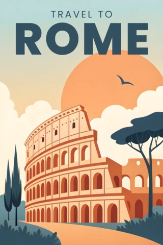 Voyage à Rome modèle de design vintage pour affiches