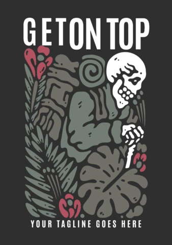 Hiker Skeleton Carrying Backpack Vintage T-shirt Design Template