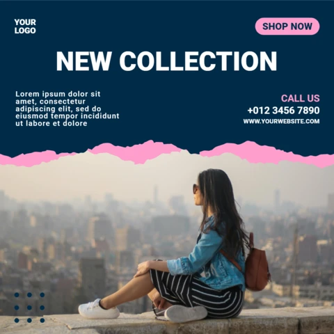 Nueva colección mujer moda anuncio instagram post diseño plantilla
