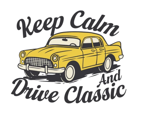 Vintage Car Illustration Template: Keep Calm and Drive Classic Design