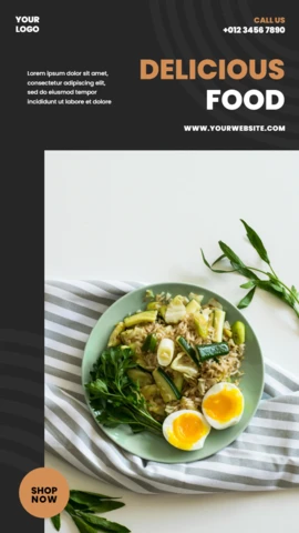 Modern Black Menu Social Media Story Post Design Template