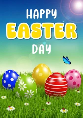 Colorful Easter Eggs Design Template for Holiday Greeting Cards
