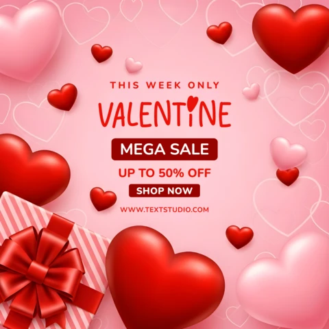 Modèle de design de cœur de Saint-Valentin pour des flyers promotionnels