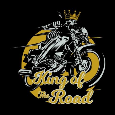 King of The Road Skeleton Biker T-shirt Design Template