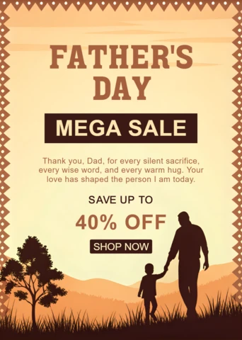 Father's Day Sale Template with Silhouette Design for Family Connection