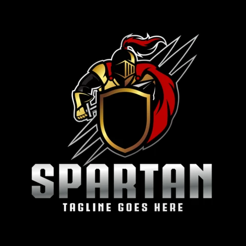 Spartan Roman Warrior Shield Logo Design Template