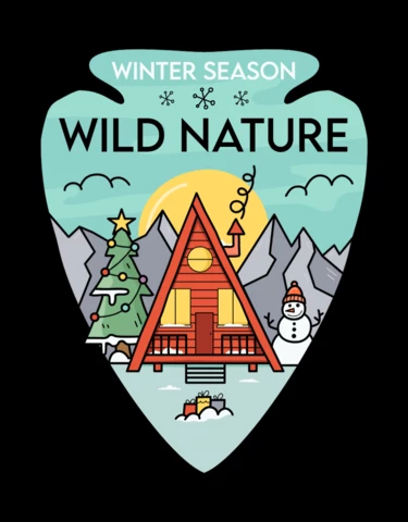 Winter Season Wild Nature Badge Template Design