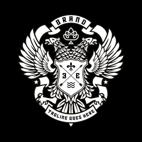 Plantilla de diseño de logotipo de emblema de águila de doble cabeza