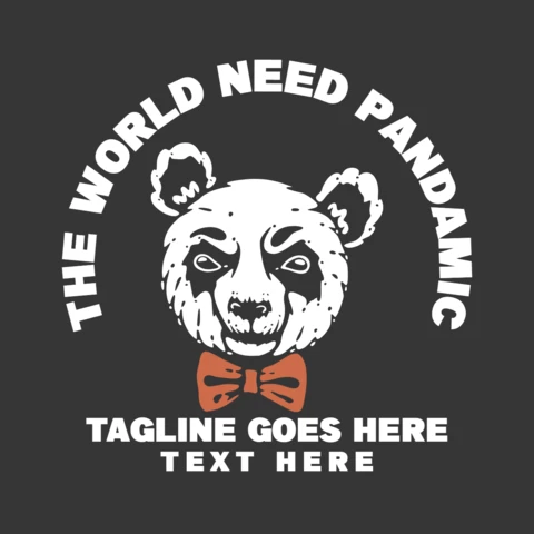 Panda Wearing Tie Vintage T-shirt Design Template