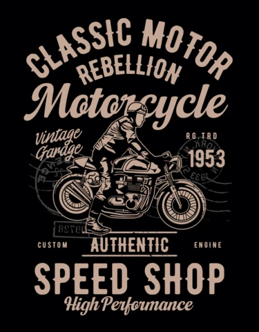 Plantilla de diseño de camiseta clásica Motor Rebellion