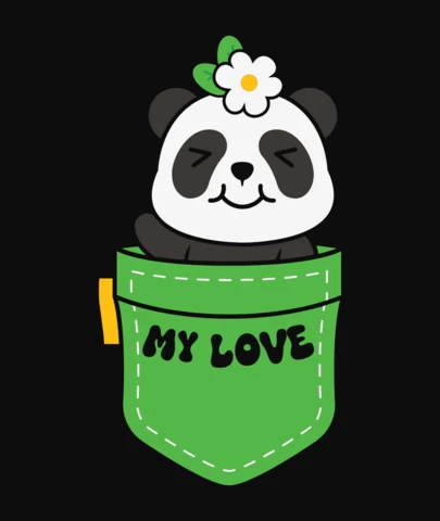 Kawaii Baby Panda in Tasche T-Shirt Design
