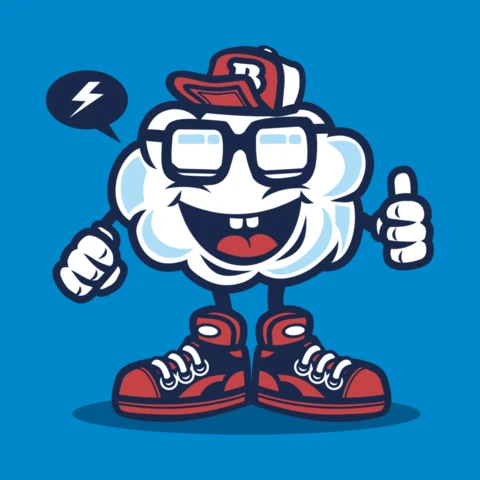 Funky Cloud Cartoon Character T-Shirt Design Template
